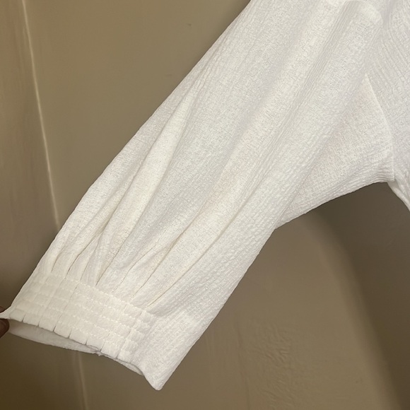 Alfani Off White Gathered Clinched Front Scoop Neck Top Sz M - Picture 5 of 8